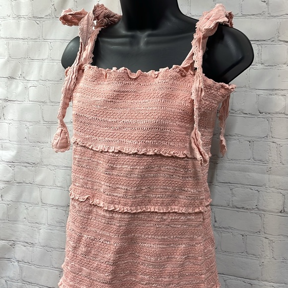 Chelsea & Violet Pink smocked cotton adjustable strap ties XL dress - Picture 2 of 9